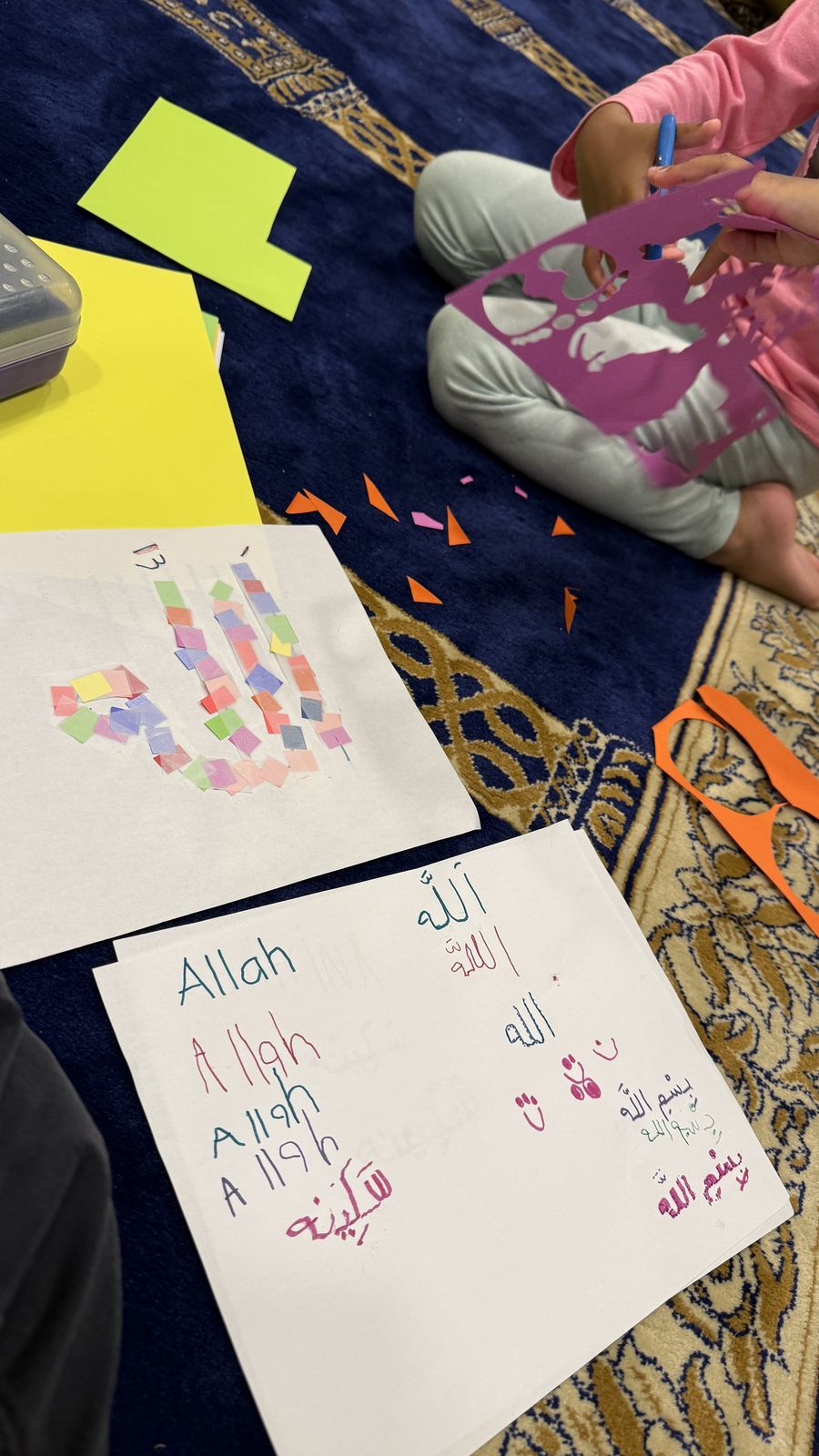Creative learning materials used during a children’s Islamic studies activity